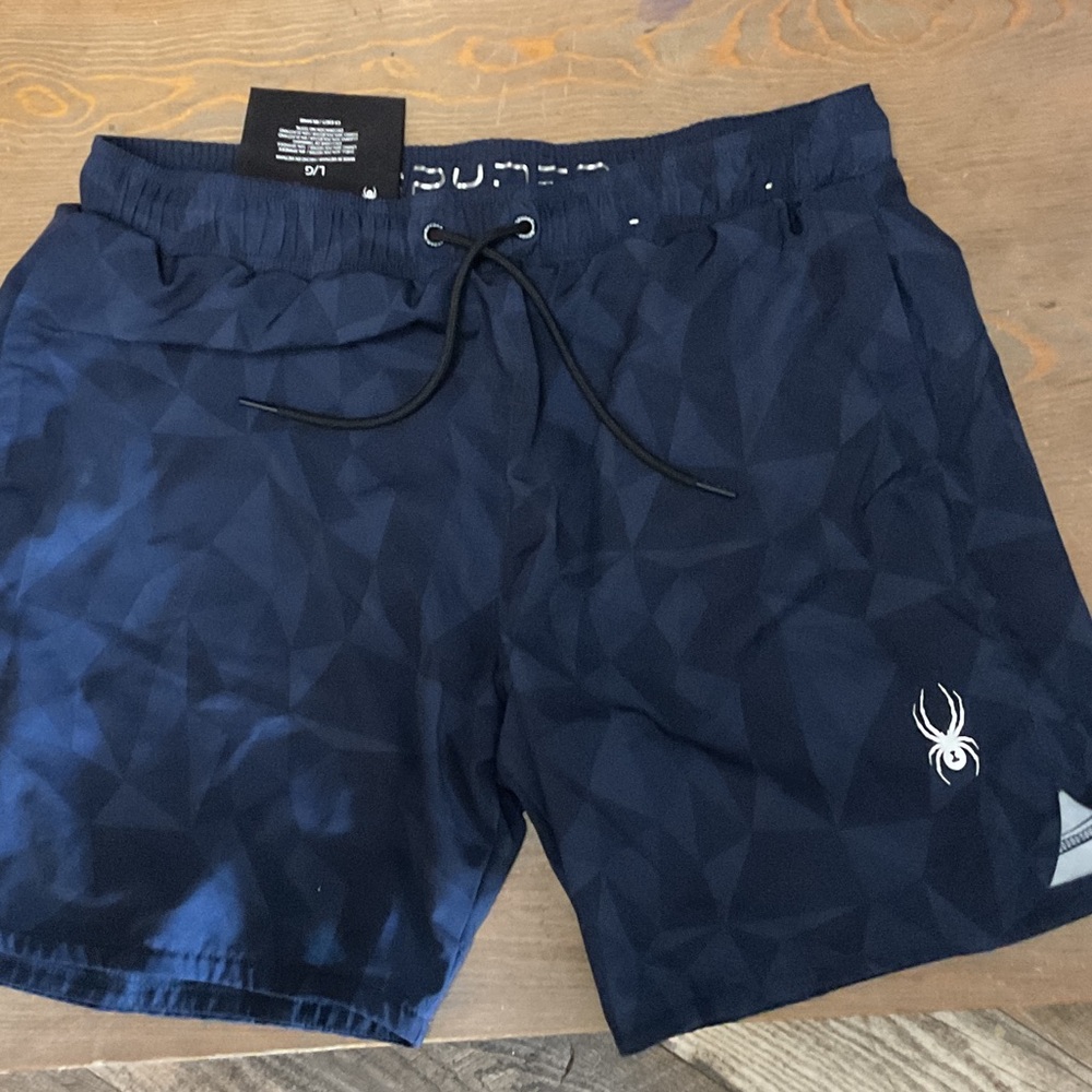 Spyder Dark Blue Geometric Swim Shorts